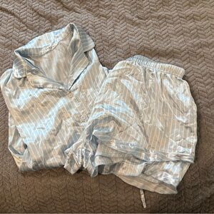 Women's Light Blue Striped Pajama Set